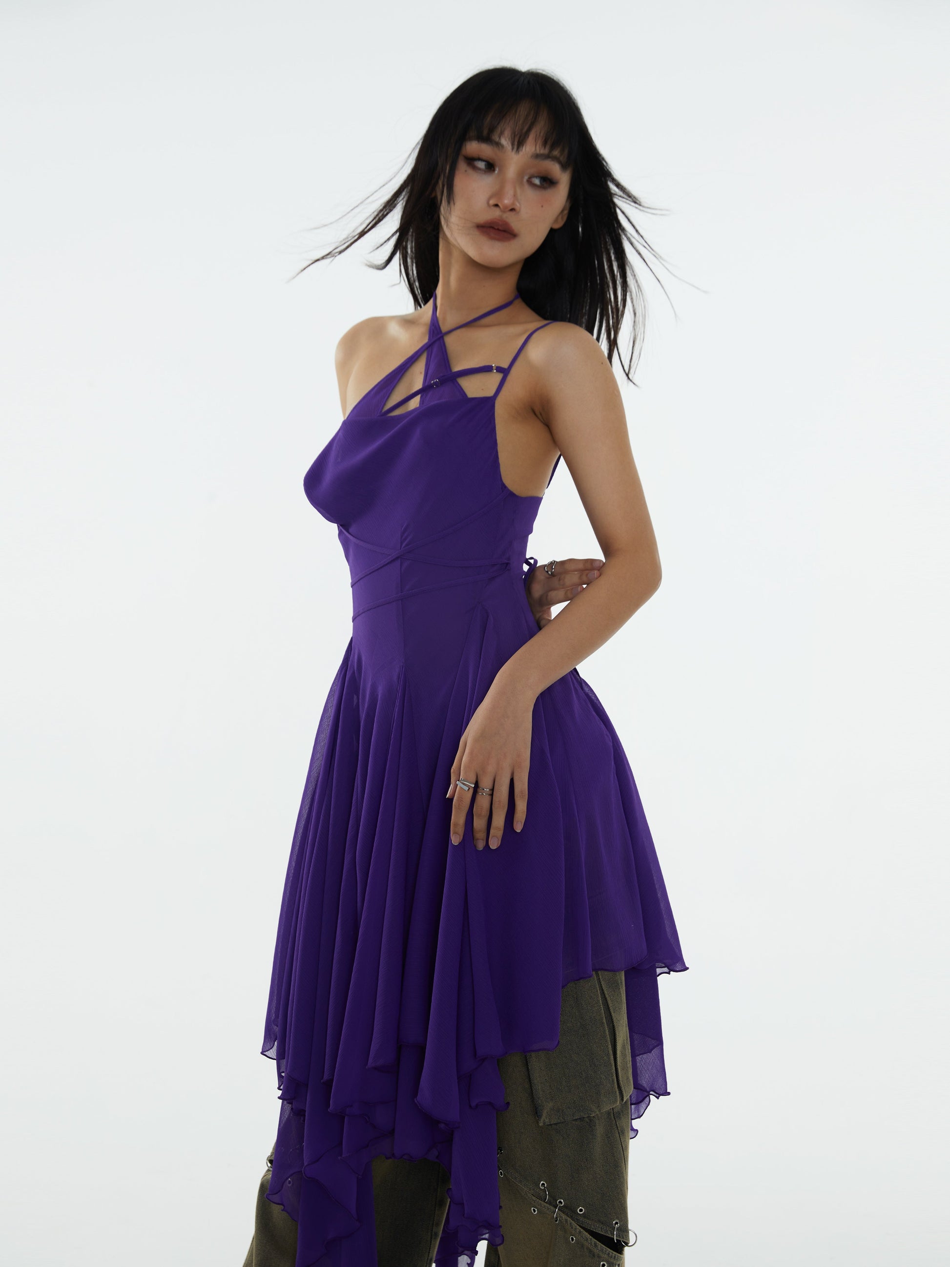 Irregular Hem Strap Dress