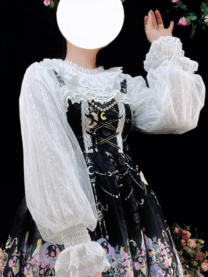 DMFS - Long Sleeve Lolita Shirt Gauze Blouse Mutton Sleeves