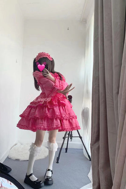 Mengfuzi - LiLith - Christmas Gothic Lolita JSK Dress, Short Sleeve Bolero