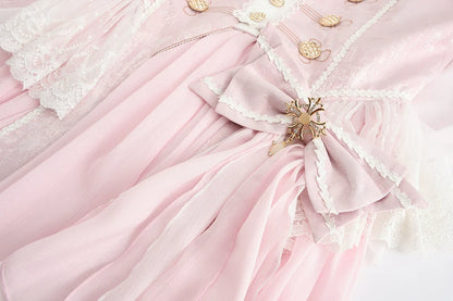 Immortal Thorn - Immortal Glass Castle - Ouji Lolita Handsome Prince Style Pink Long Coat