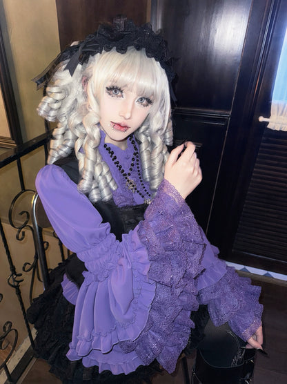 Twilight Zone - Gothic Lolita Blouse, Lace Hime-sleeve