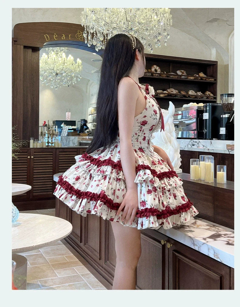 Diamond Honey Lolita - Heart Rose - Vintage Lolita Jumper Dress Retro Rose Lolita JSK