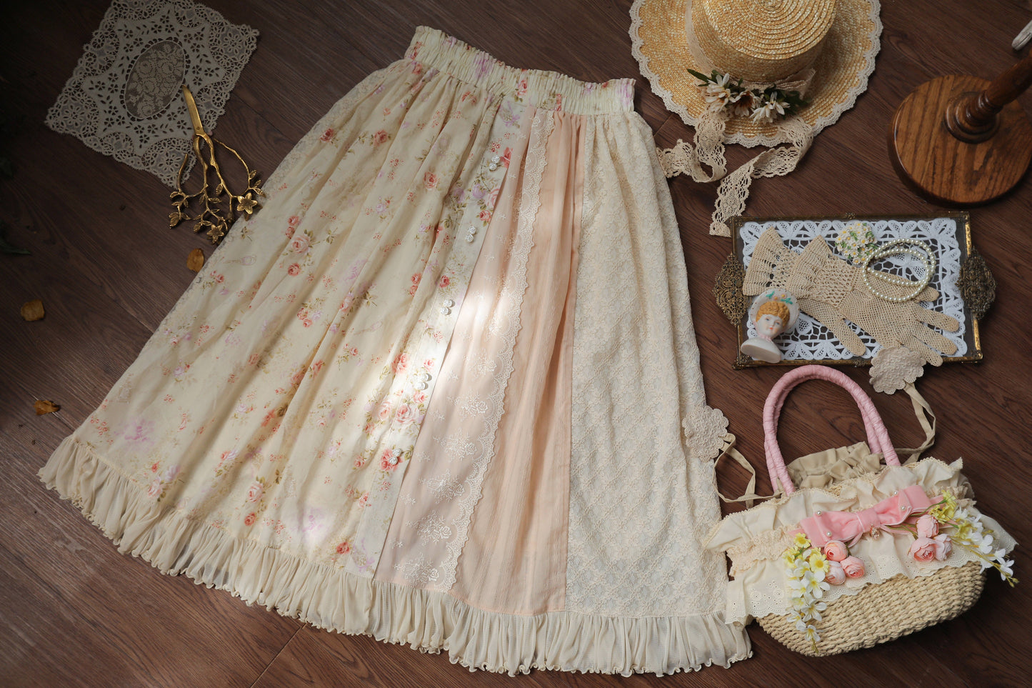 SweetDreamer - Nemo's Garden - Country Lolita Patchwork Skirt