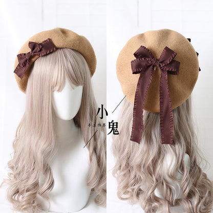 Xiaogui - Sweet Bow Multicolors Lolita Wool Beret
