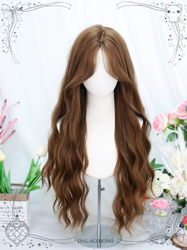 Dalao - Lolita Wig Long Curly Hair With Water Waves French Bangs