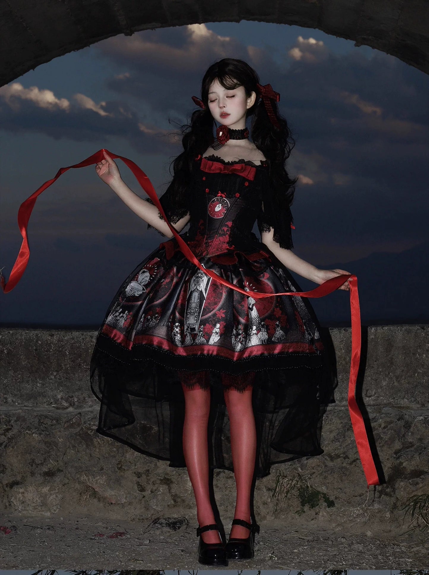 Caged Bird Hotel - Eclipsed Moon Gallery - Plus Size Halloween Gothic Lolita Skirt & Bodice Set
