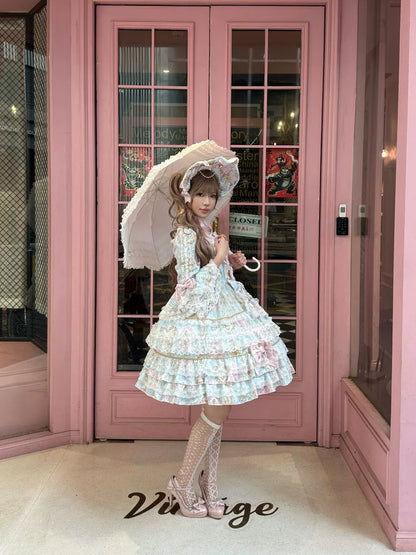 Hanguliang - Candlelight Sonata - Sweet Lolita Long Sleeve OP, Tiered Ruffles
