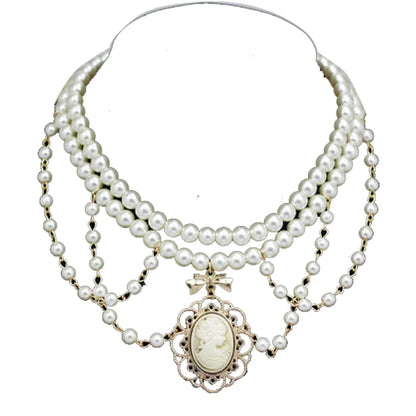 Rose of Sharon - Manor Ball II - Retro Lolita Necklace Pearl Necklace