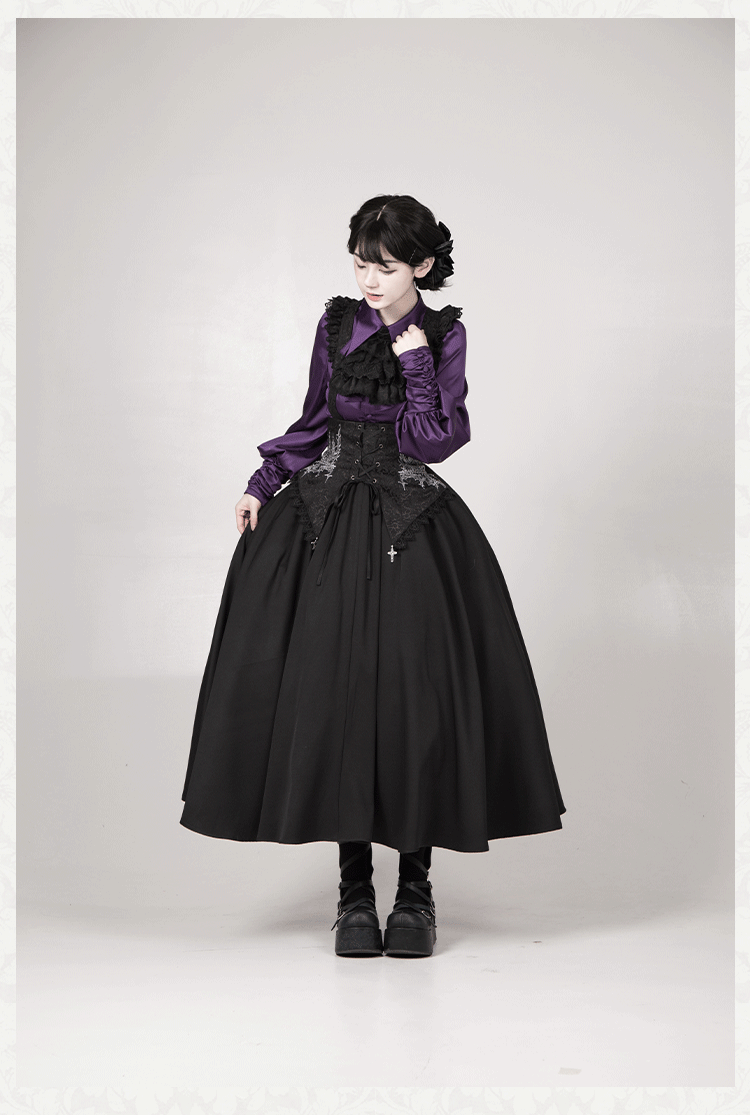 With PUJI - Thorny Night - Gothic Lolita Bust-supporting Skirt With Removable&Adjustable Strap