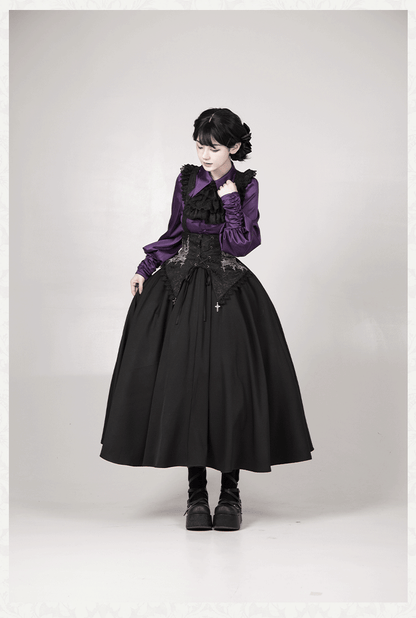 With PUJI - Thorny Night - Gothic Lolita Bust-supporting Skirt With Removable&Adjustable Strap