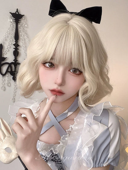 Alicegarden - Sweet Lolita Wigs Short Curly Platinum Color Wigs