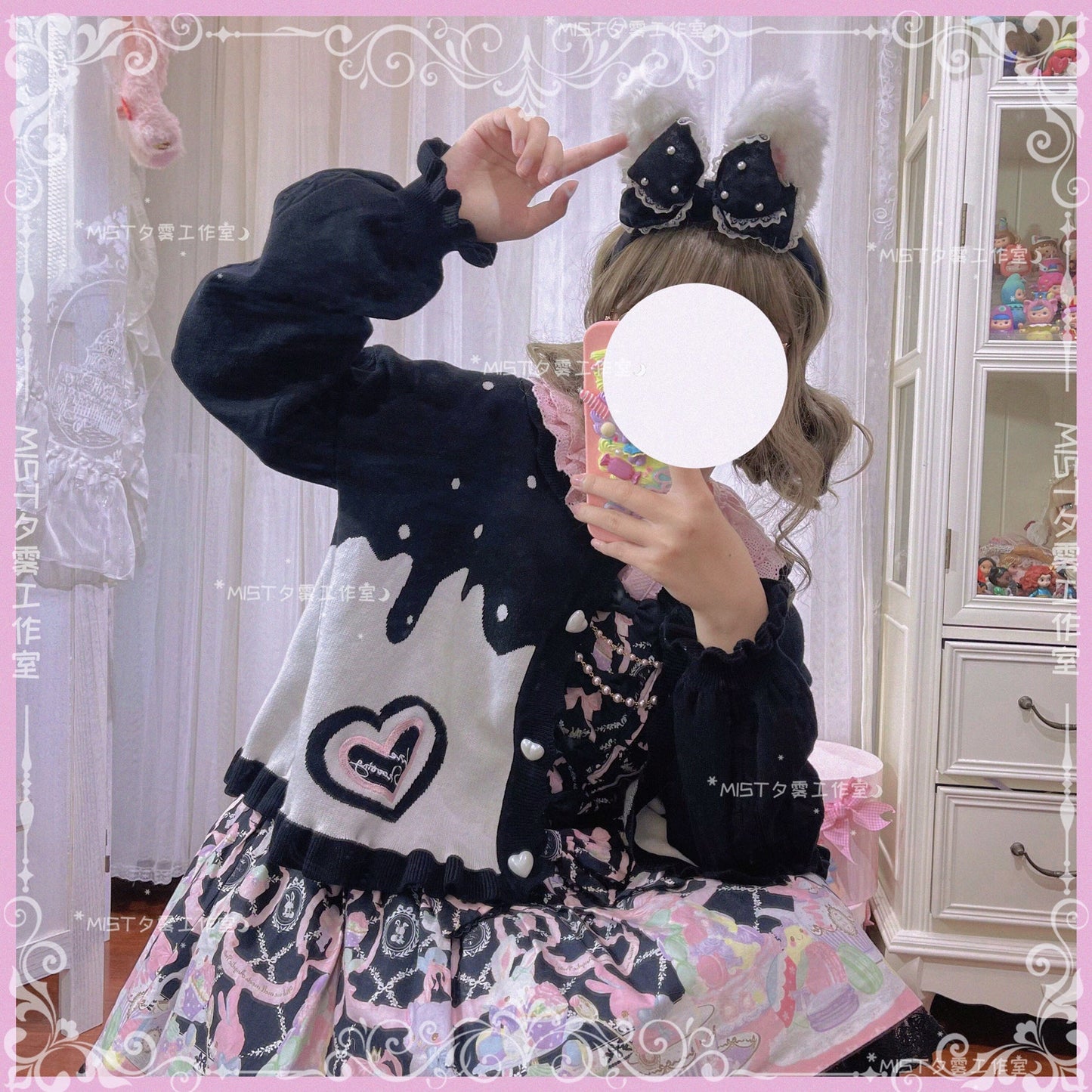 MIST - Beating Heart - Sweet Lolita Thick Sweater Coat Puff Sleeve