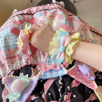 CheeseCat - Creamy Celestial - Sweet Lolita Cuffs Handmade Lace Cuffs