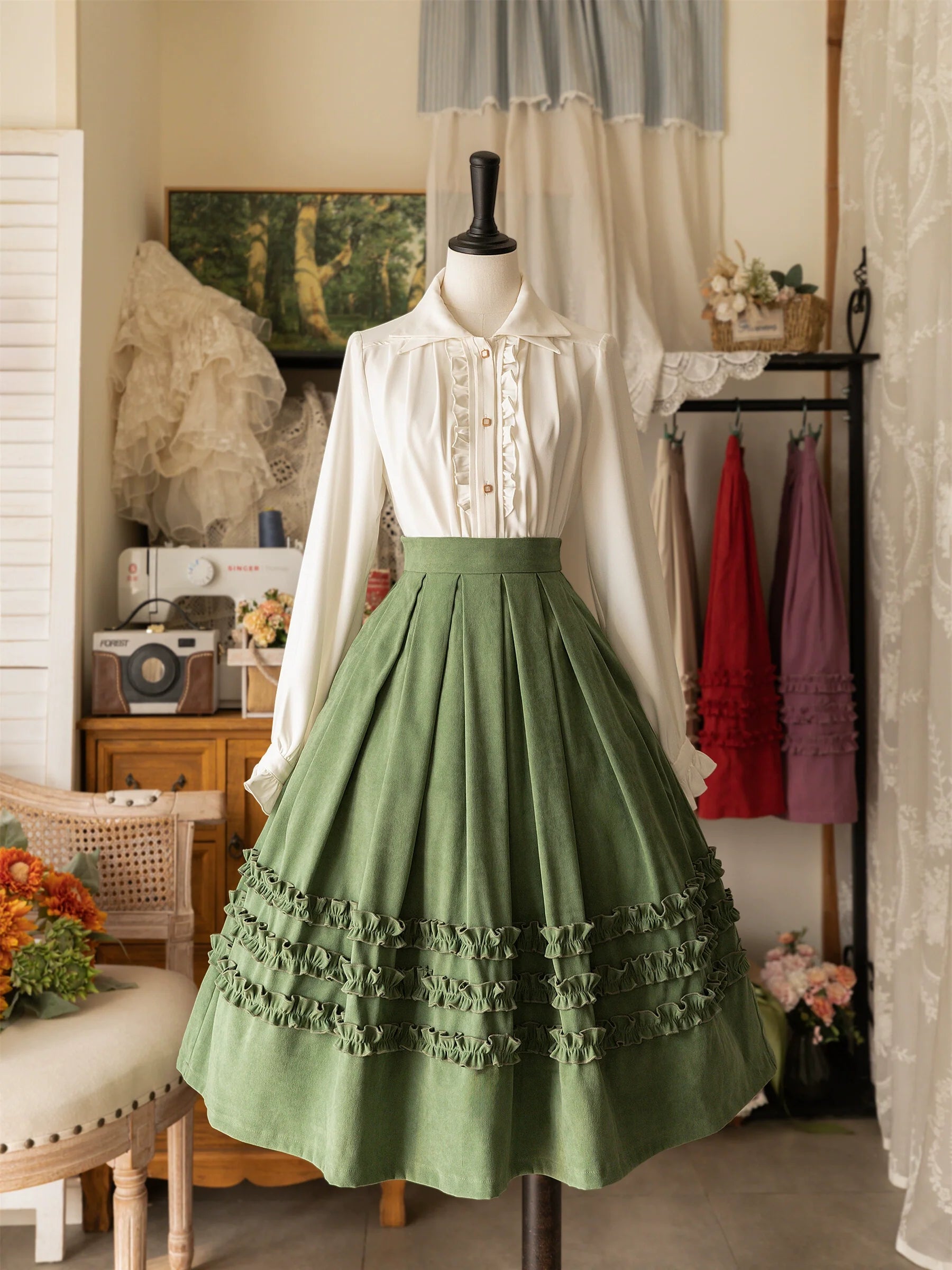 Forest Wardrobe - Forest Basket - Elegant Lolita Shirt Retro Dual Collar Versatile Shirt