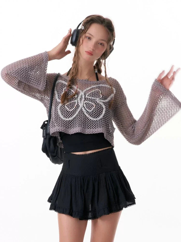 Butterfly short long sleeve knit【s0000007834】