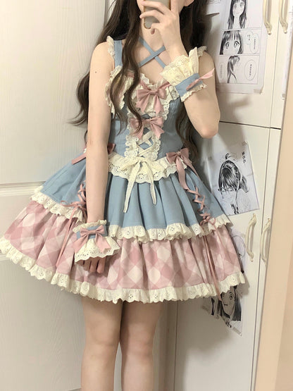 Kuma - Sweet Cowboy - Sweet Lolita Pastel Colors Denim Skirt Set
