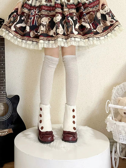 Dolly Doll - Winter Lolita Boots Fur Mary Jane Lolita Low Heel Shoes
