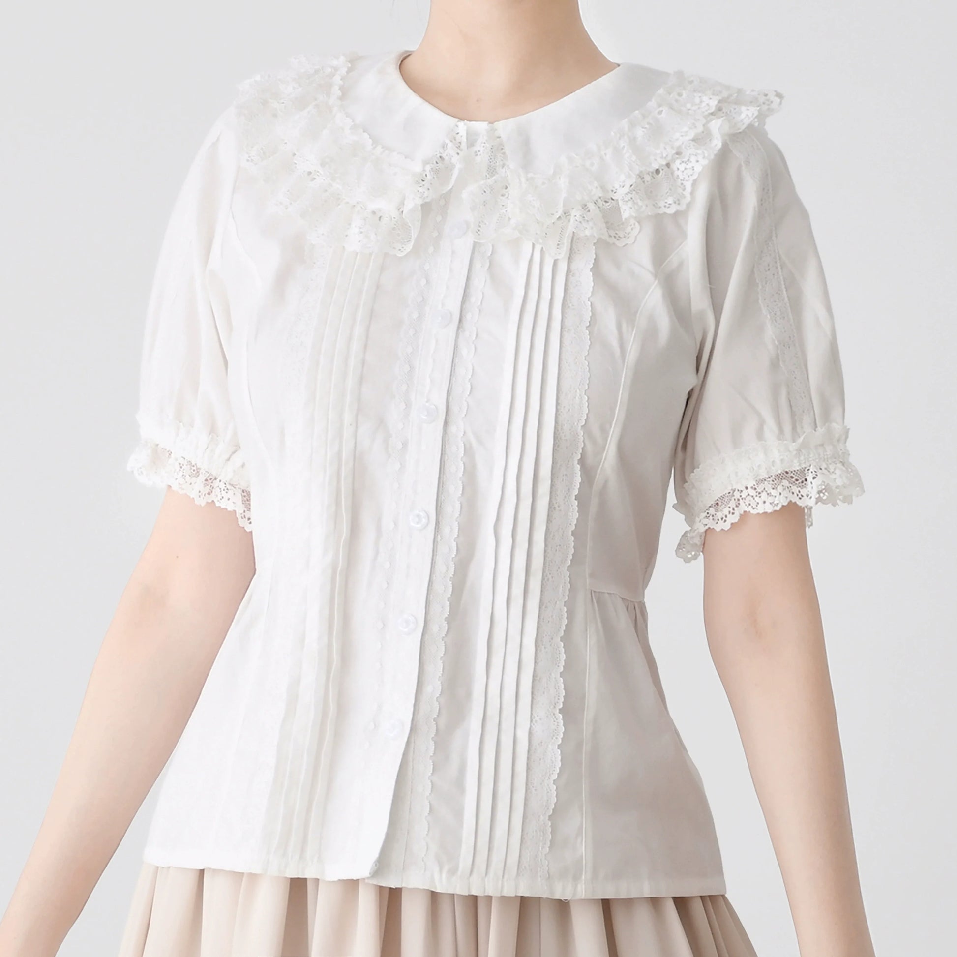 MIST - Hyde Garden - Cotton Lolita Blouse Puff Short Sleeve Shirt