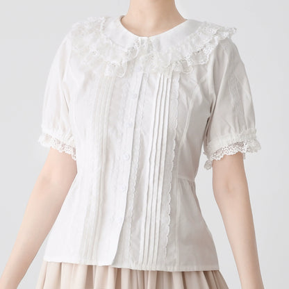 MIST - Hyde Garden - Cotton Lolita Blouse Puff Short Sleeve Shirt