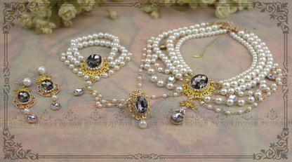 Rose of Sharon - Classic Lolita Pearl Bracelet with Ring