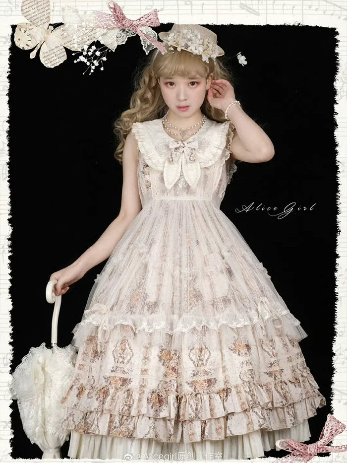 Alice Girl - Elegant Lolita Embroidered Apron with Adjustable Strap