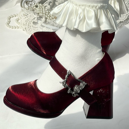 Dreamland - Wanxiang Cycle - Elegant Lolita Heel Shoes with Embossed Rose