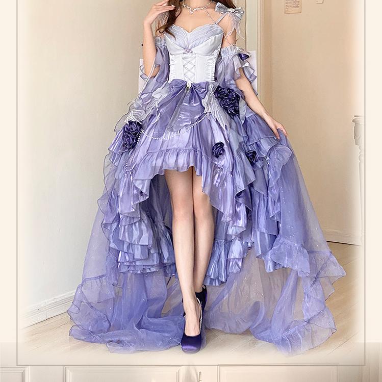 Meowing and Fruity - Swan Wonderland - Fairy Lolita JSK with High-Low Hem