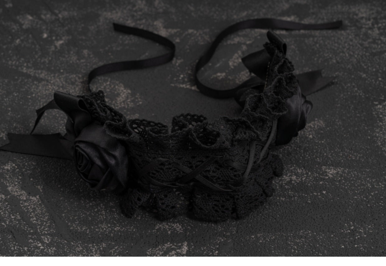 Strange Sugar - Gothic Handmade Black Rose Hairband