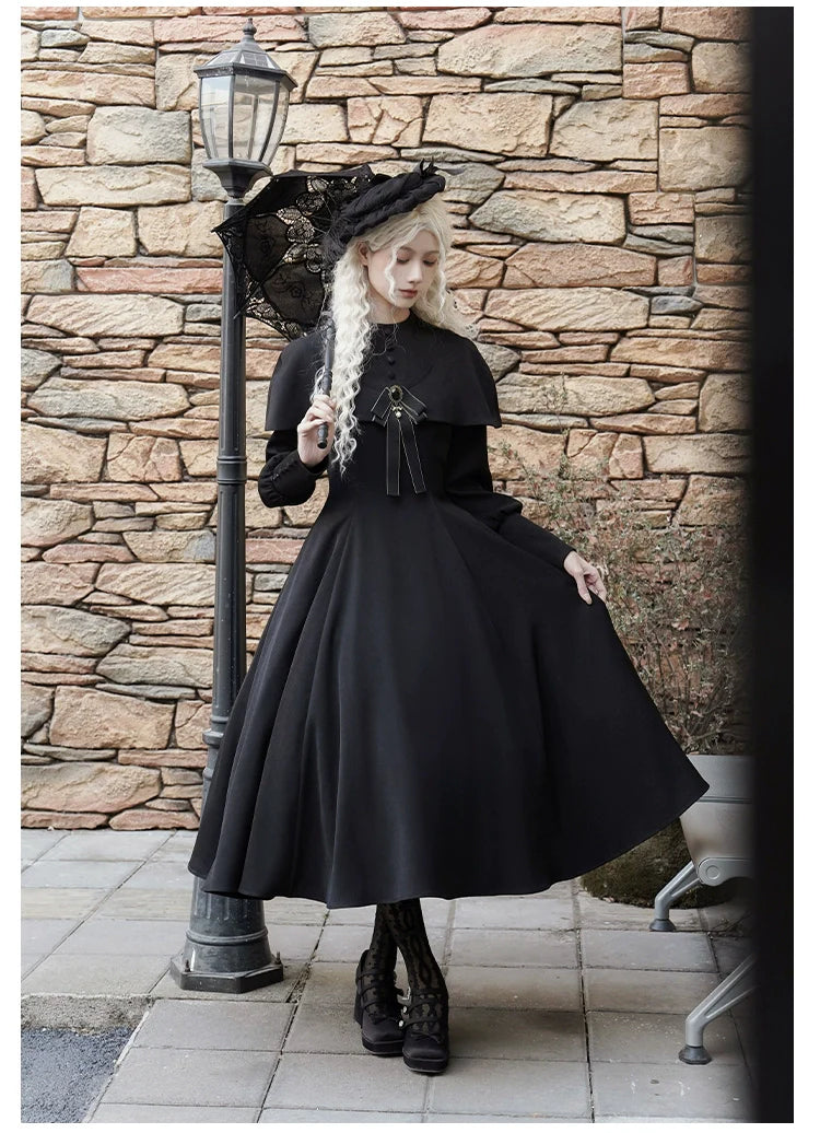 With PUJI - 13th Night - Gothic Lolita OP Dress with Built-in Cape