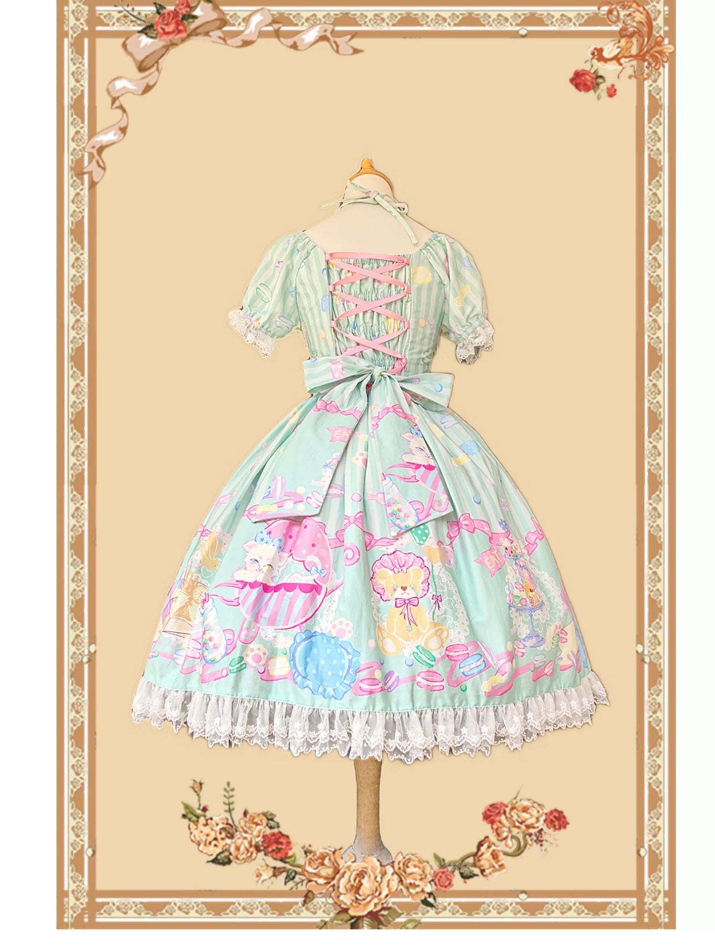 Infanta - Macaron Dolly House - Sweet Lolita OP Printed Dress, Side Zipper