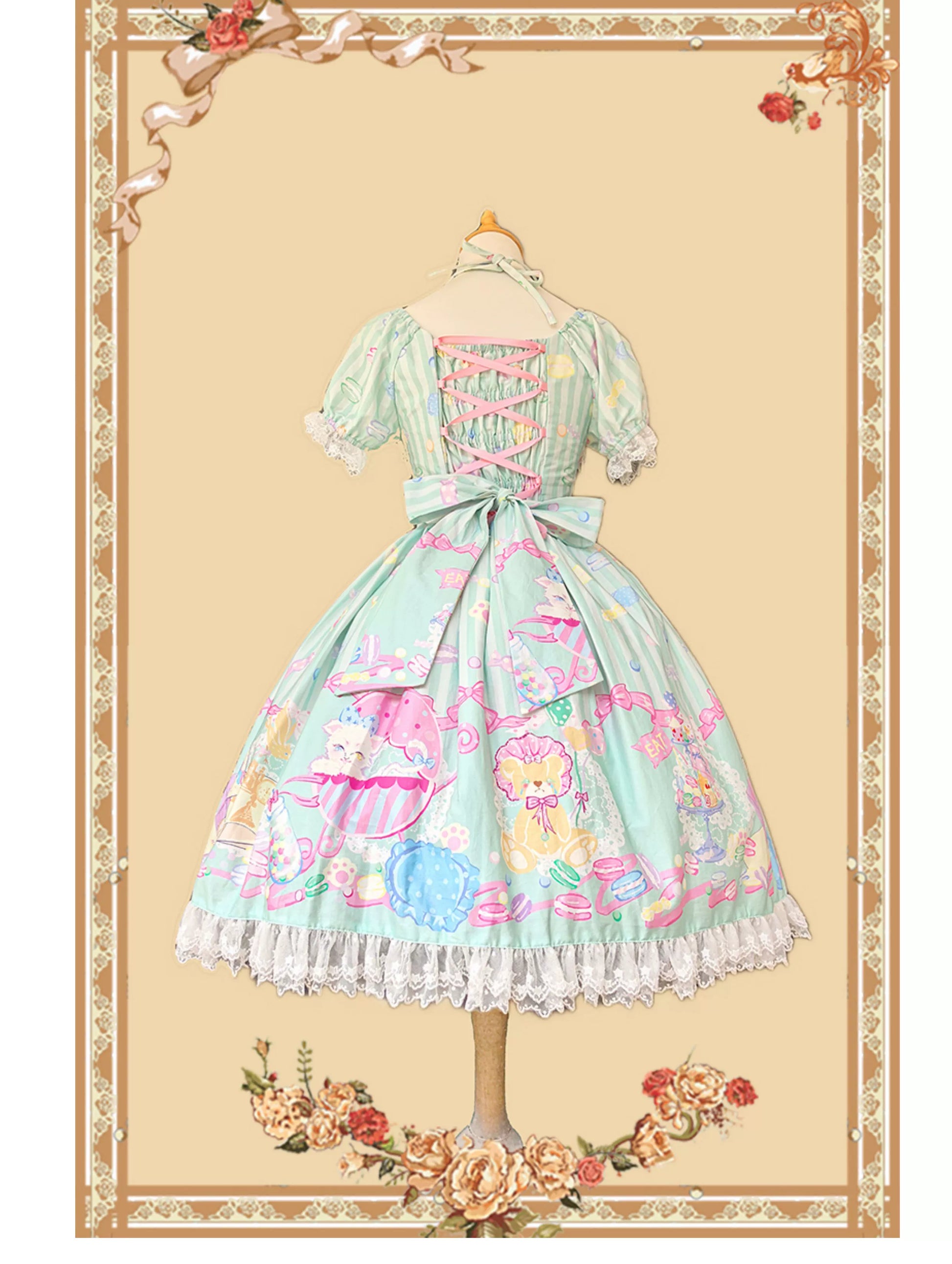 Infanta - Macaron Dolly House - Sweet Lolita OP Printed Dress, Side Zipper