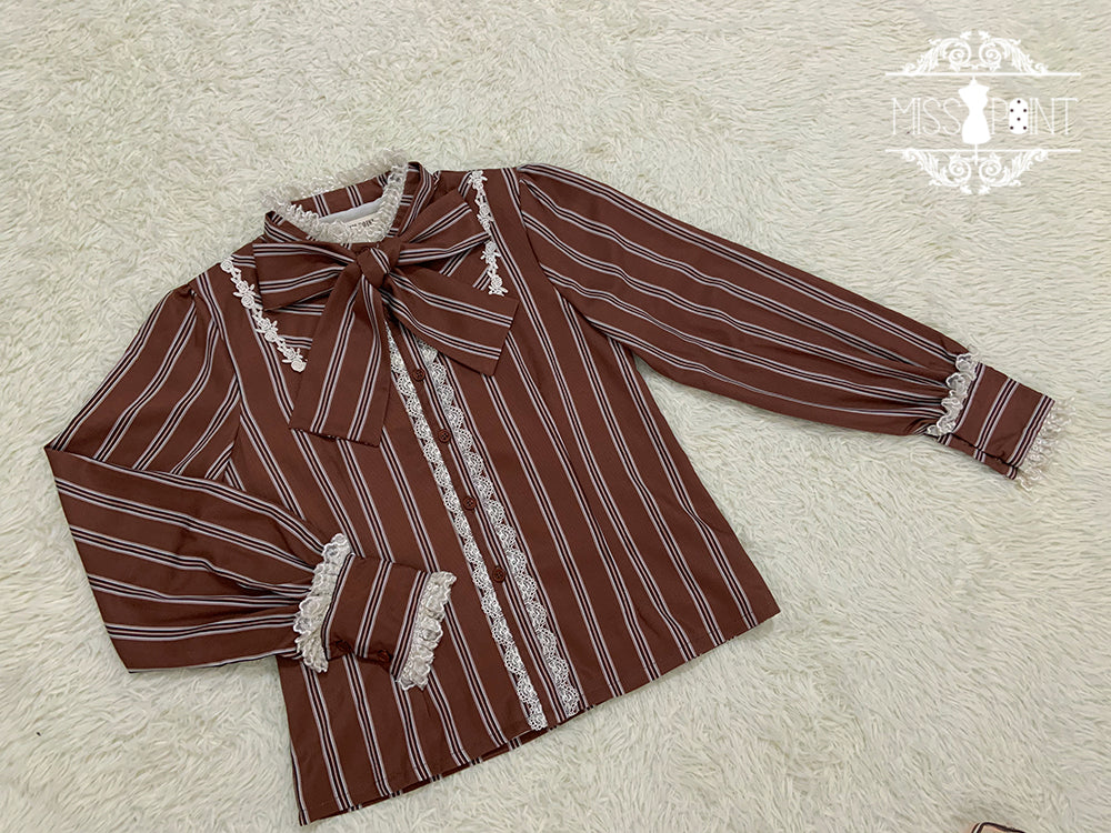 Miss Point - Chocolate Daily Light Sweet Stripe Lolita Blouse
