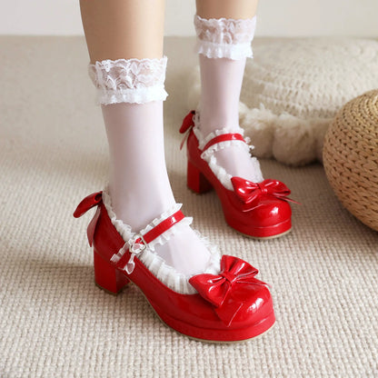Yana - Rainbow Yana - Sweet Lolita Shoes, Lace & Bow Design