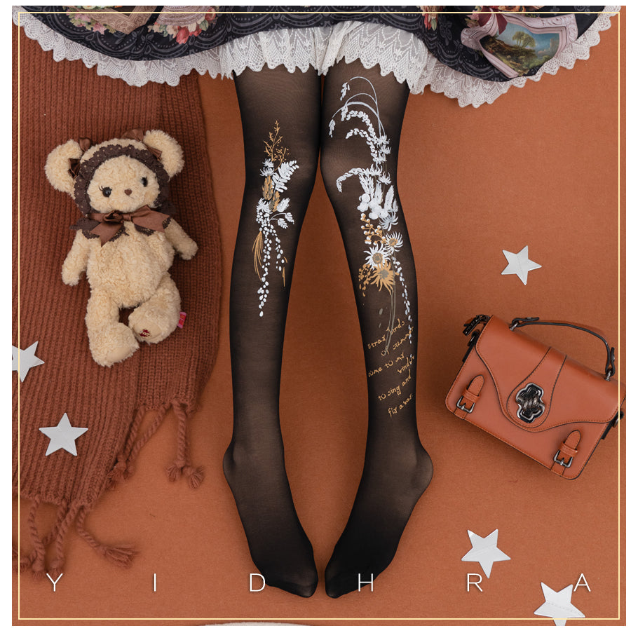 Yidhra - Vintage Flower Printed Panty-hose Spring Summer