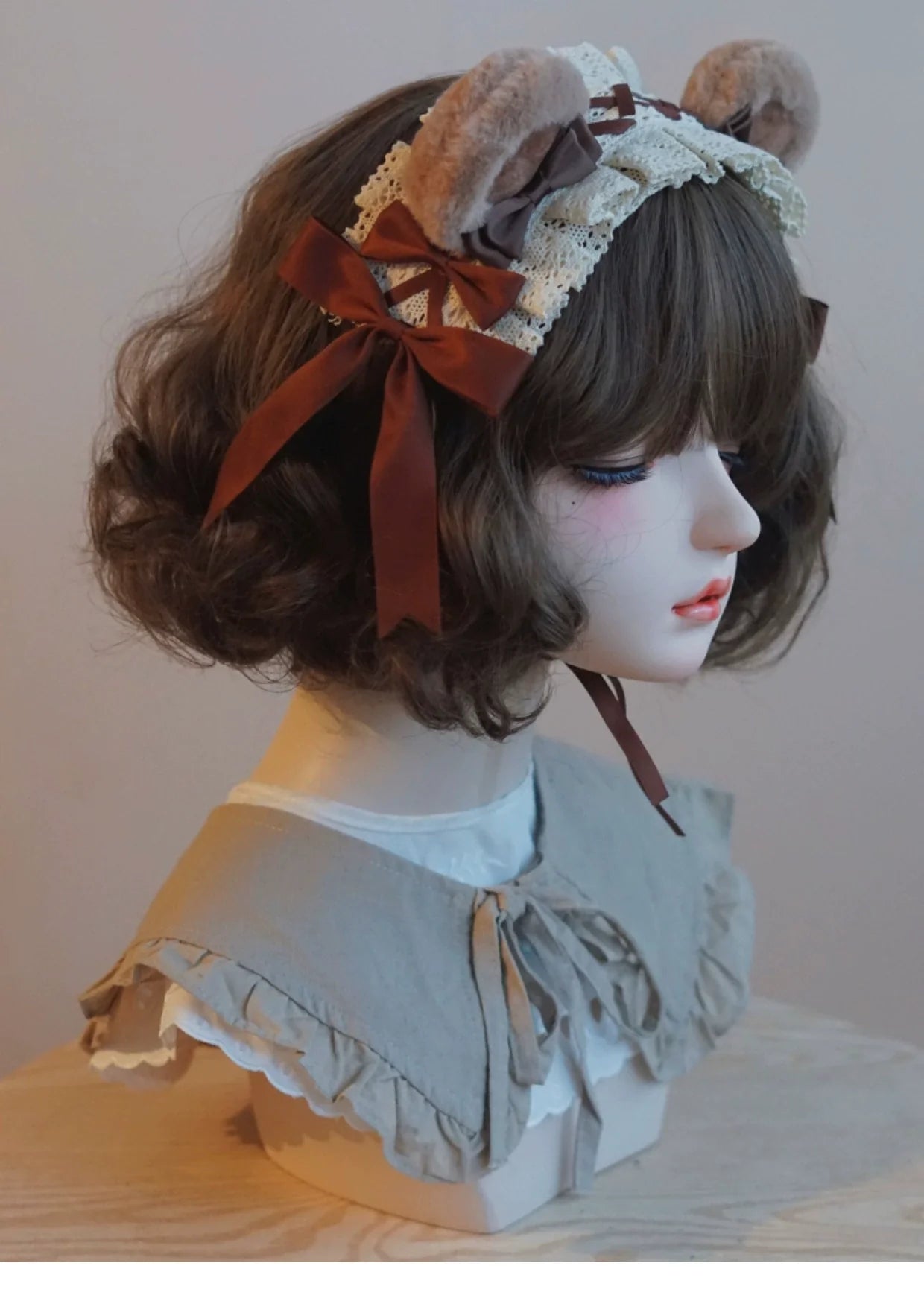 Besozealous - Handmade Lolita KC Animal Ear Coffee Hairband