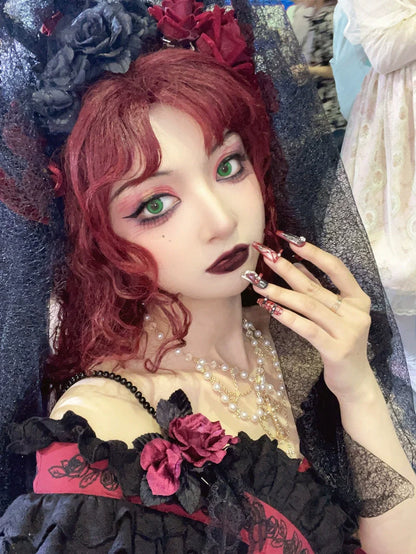 Rose Thorn - Rose Lolita Brooch/Hair Clip 2-in-1 With Lace Details