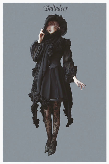 Balladeer - Classic Lolita Shirt Puff Sleeves Open Shoulder Blouse