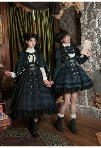 With PUJI - Berlin Souvenir - Plaid Preppy Style Lolita Bust Supporting JSK Outfit