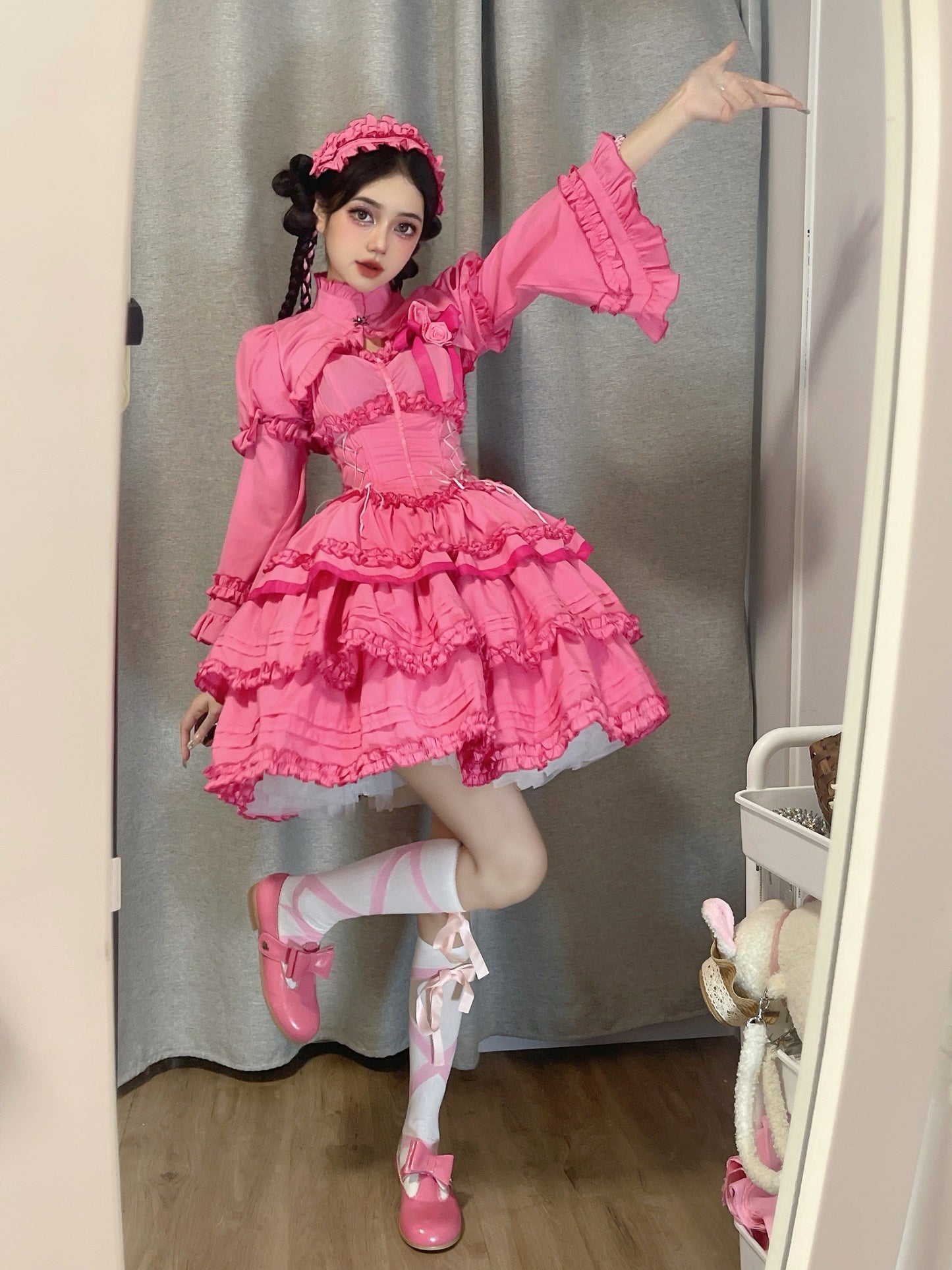 Mengfuzi - LiLith - Christmas Gothic Lolita JSK Dress, Short Sleeve Bolero