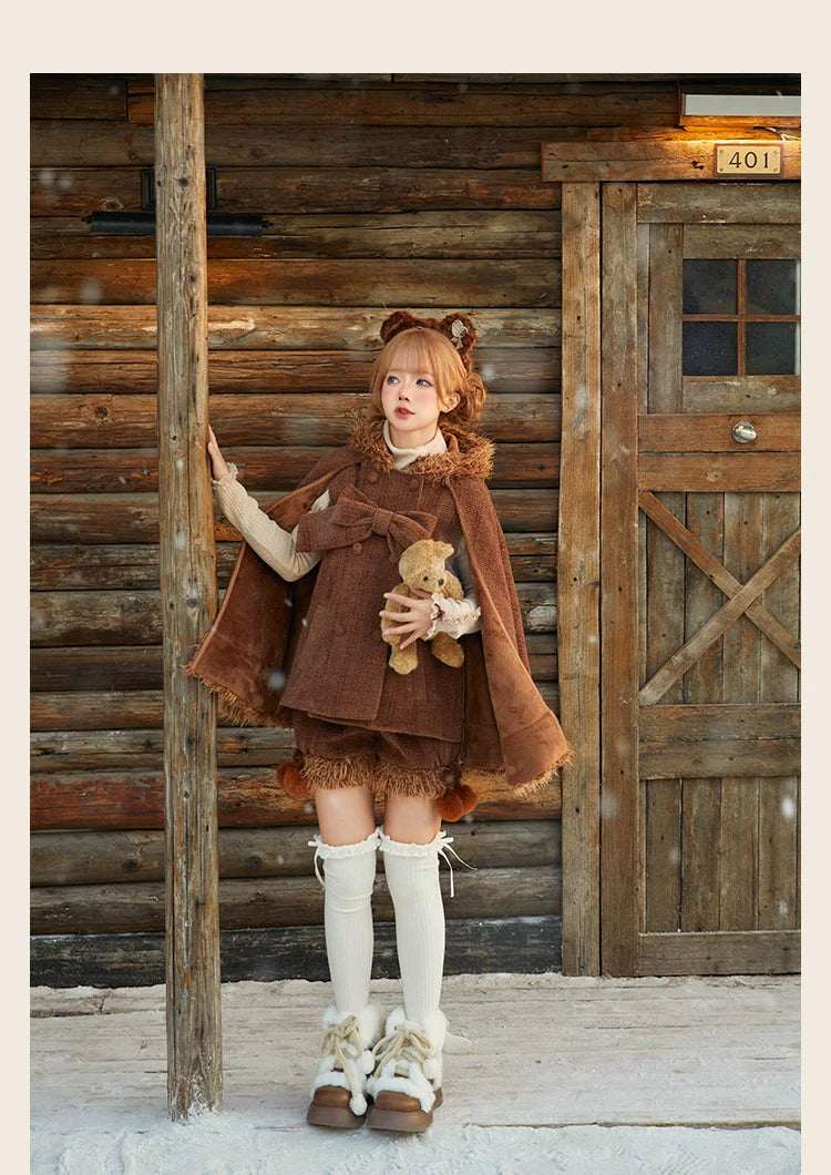 Tan Tuan - Rabbit & Bear - Winter Kawaii Lolita Cape and Shorts