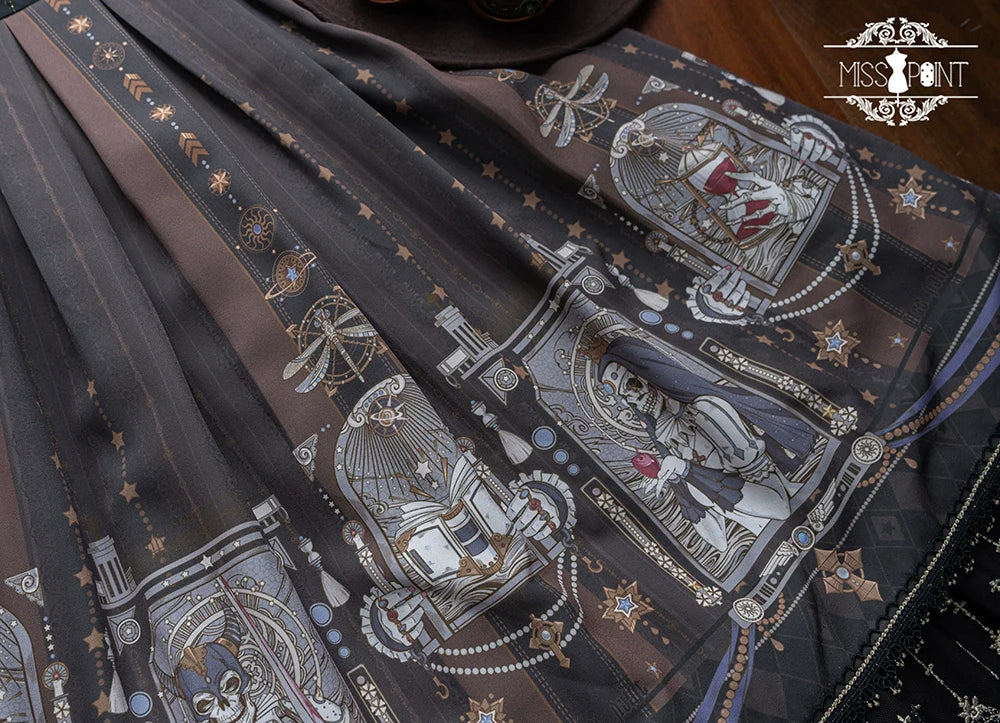 Miss Point - Demon Hunting Notes - Fishbone Gothic Lolita Skirt