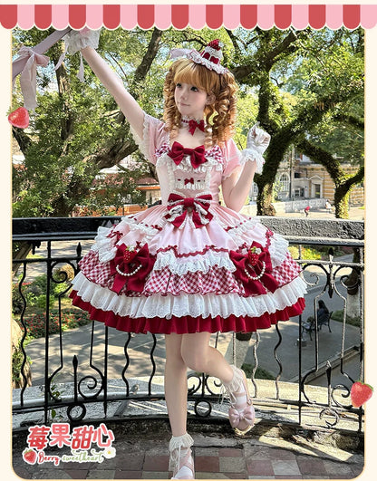 Sakurahime - Berry Sweetheart - Sweet Lolita OP Suit Old School Lolita Dress and Top Hat