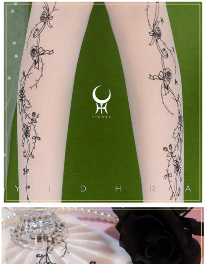 Yidhra - Whisper Rose - Summer 20D velvet Lolita Tights