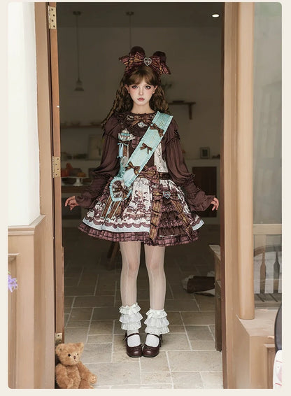 Alice Girl - Bear Chocolate Bar - Kawaii Lolita JSK & Salopette Dress