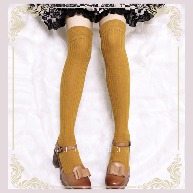 Ruby Rabbit - Pure Color Knee Stockings Multicolors