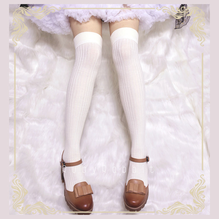 Ruby Rabbit - Pure Color Knee Stockings Multicolors