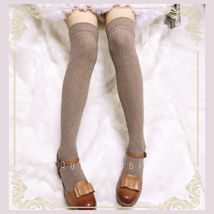 Ruby Rabbit - Pure Color Knee Stockings Multicolors