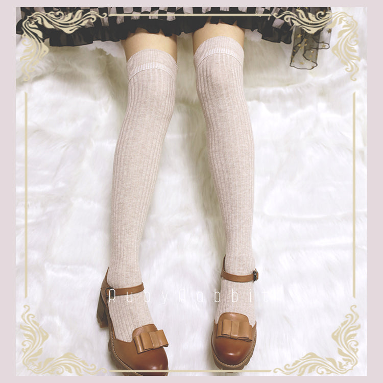 Ruby Rabbit - Pure Color Knee Stockings Multicolors