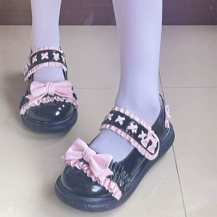 Fairy Godmother - Cute Lolita Shoes Bow Candy-Colored Lolita Flat Shoes