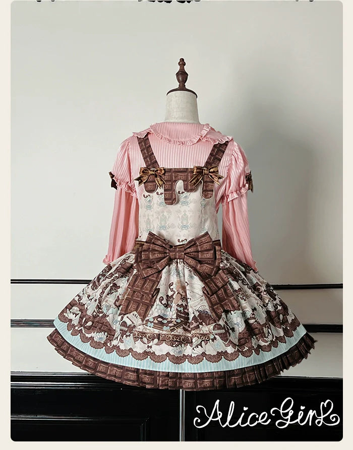 Alice Girl - Bear Chocolate Bar - Kawaii Lolita JSK & Salopette Dress